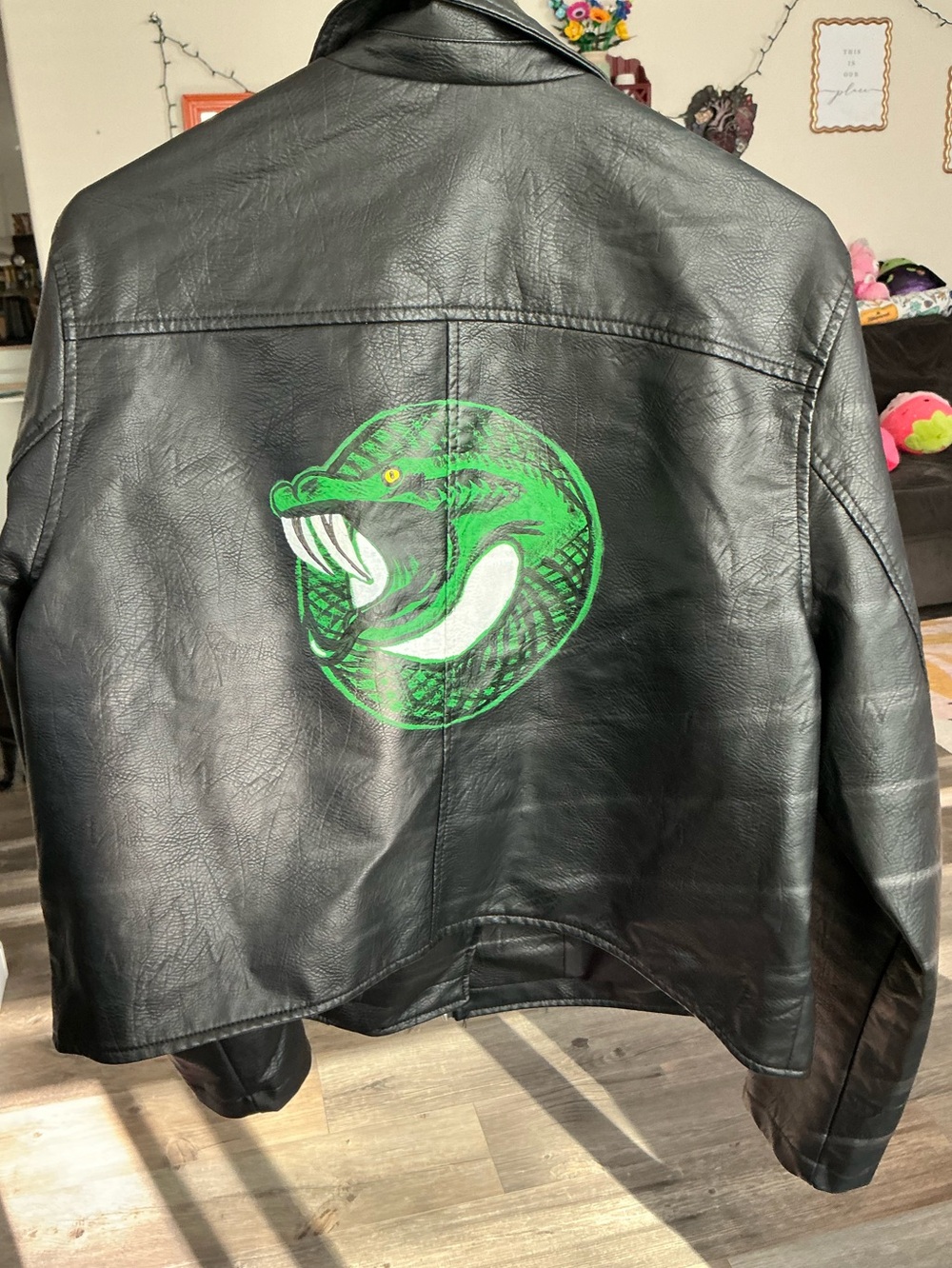 Hand painted serpent jacket in xxl